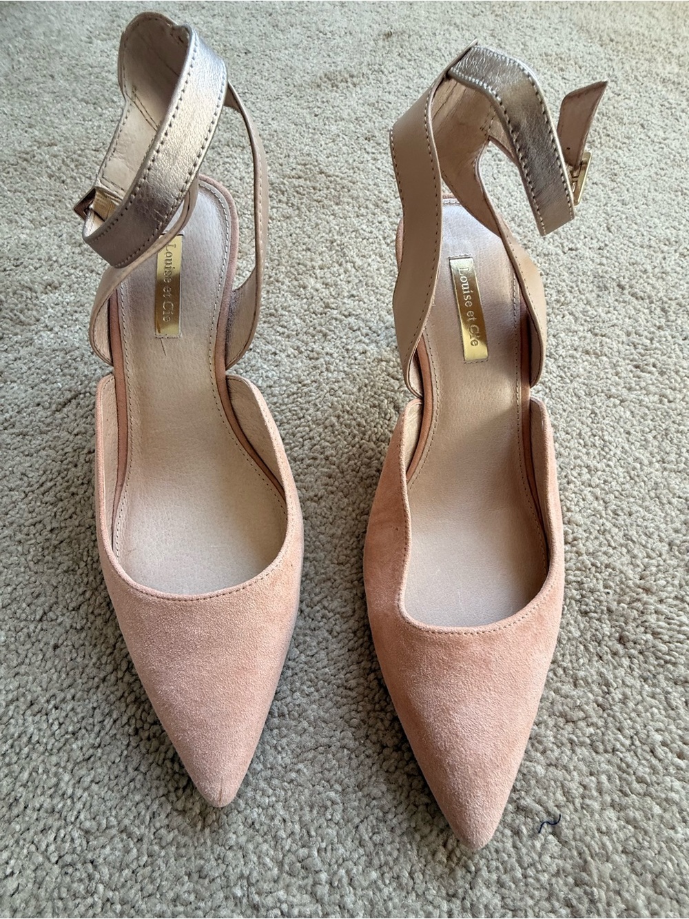 Louise et Cie Blush Pink Pointed Ankle-Strap Pumps
